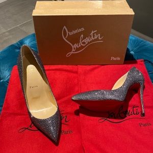 Christian Louboutin Pigalle Follies 100 Glitter DIAMS (Antic Silver)| Size 38.5